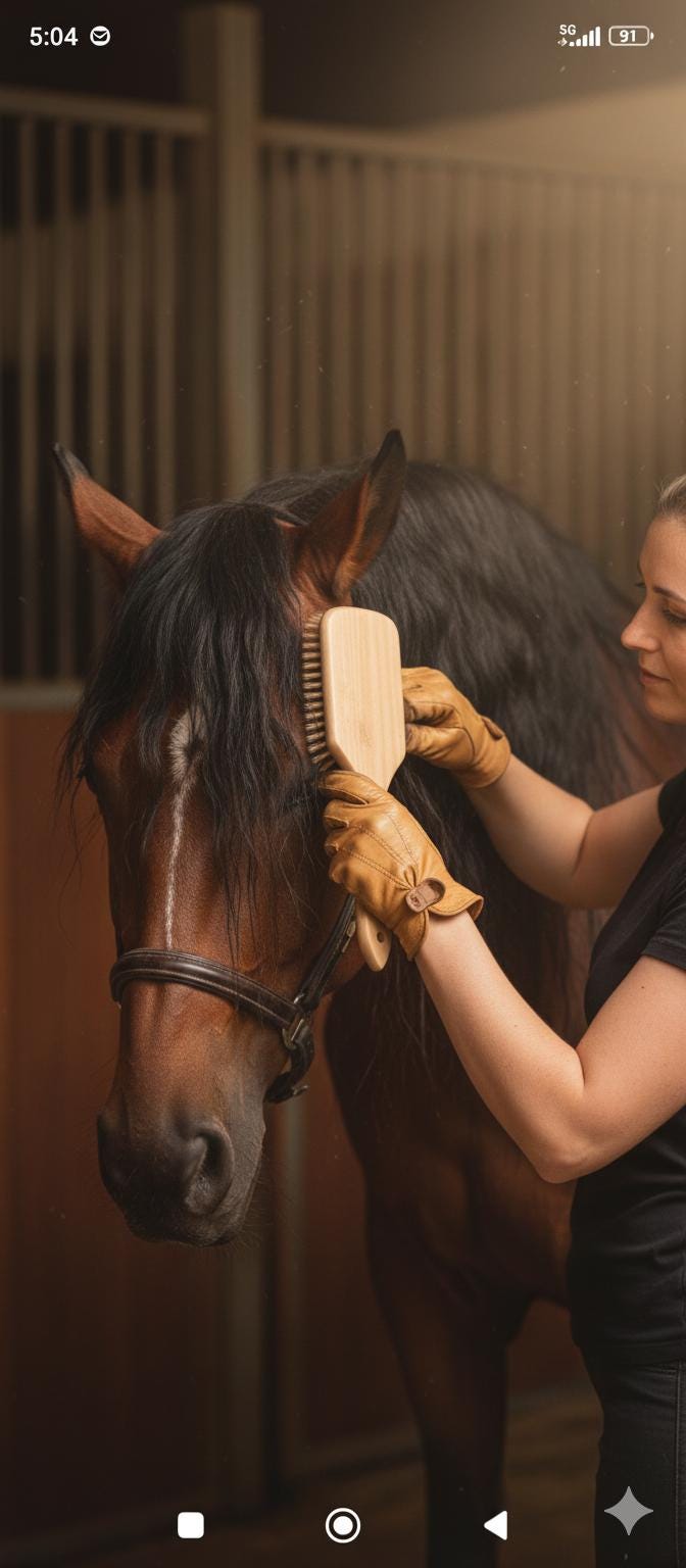 Brosse à cirer noire en hêtre et crin de cheval