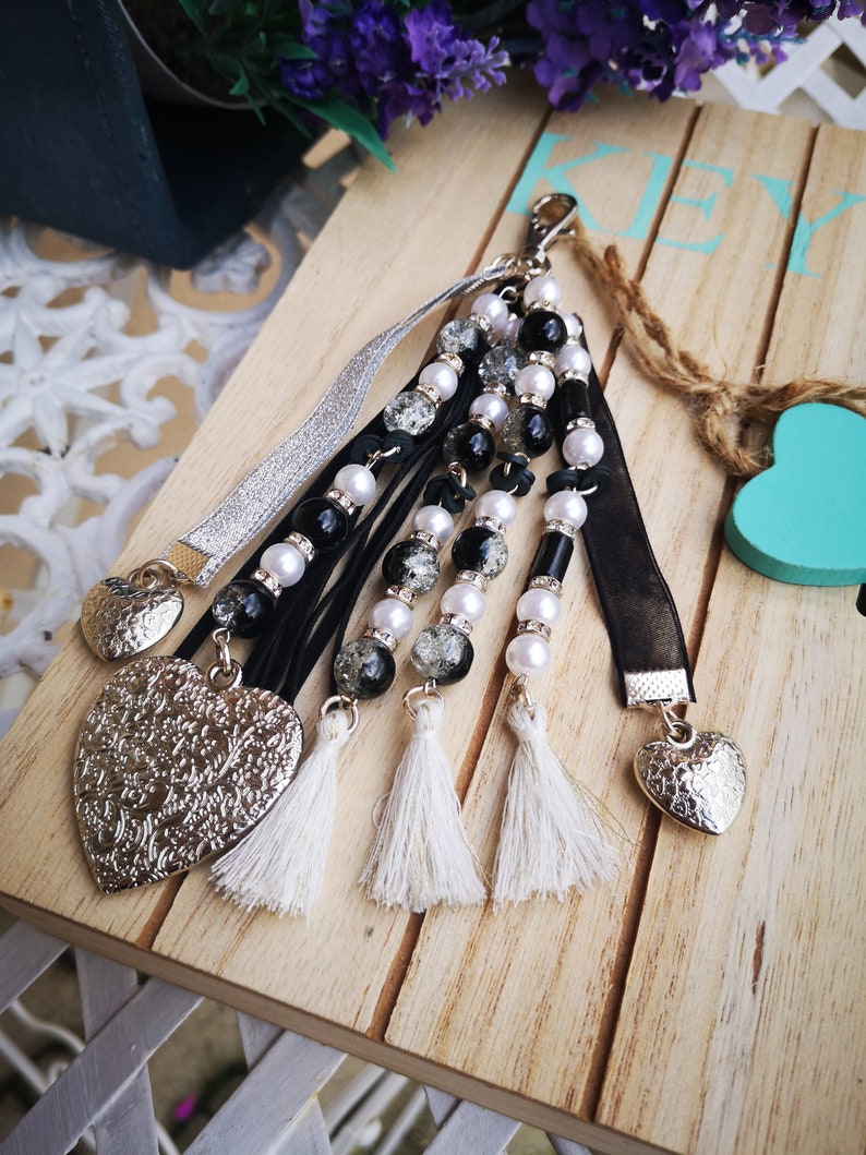 Porte-clés Décoratif Tigre Strass Blanc Et Noir - Métal Argenté Sans Nickel - Neuf Avec étiquette