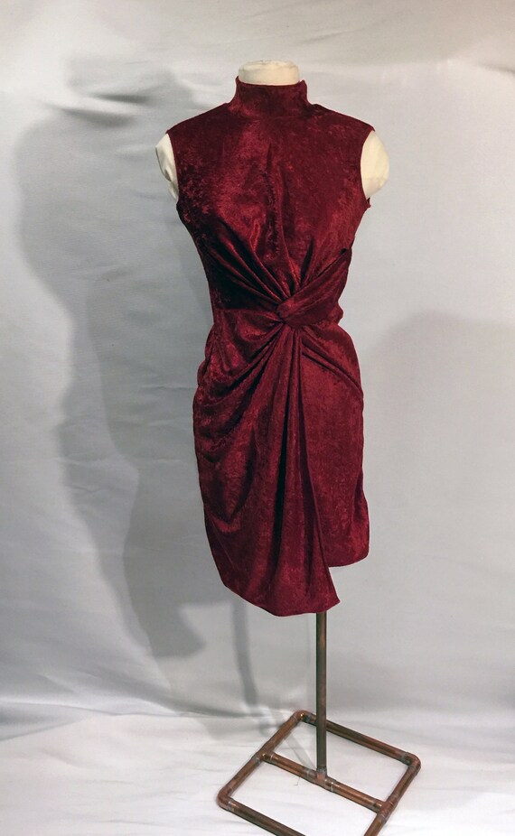 red crushed velvet dress