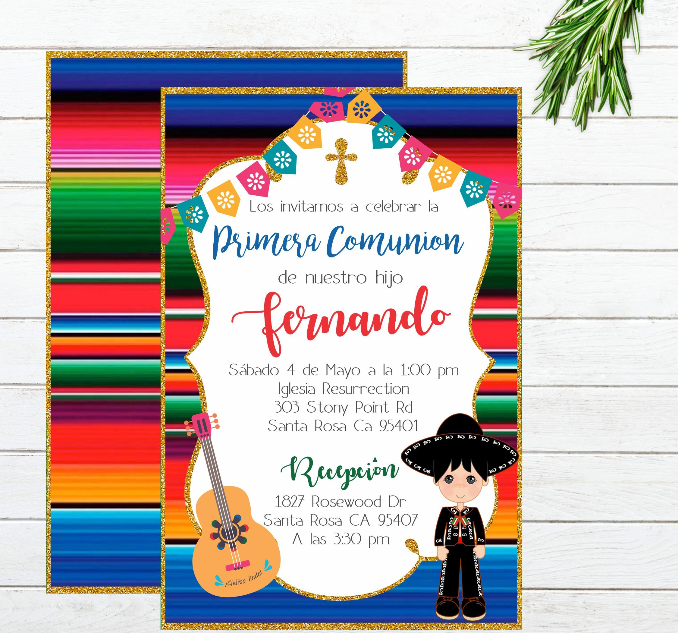 Invitacion para fiesta mexicana primera comunion de niño Etsy