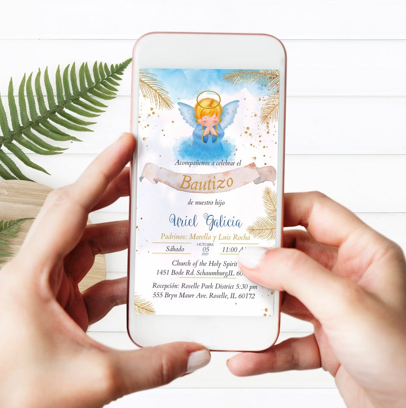 Invitaciones De Bautizo Bautizo Nino Para Imprimir Angelito Etsy