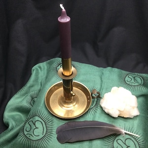 Vintage Push Up Brass Chamberstick, Vintage Candlestick, Vintage Candleholder, Altar Candle Holder, Meditation Altar Tool, Tapered Candle