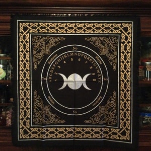 Altar Cloth Ouija Cloth Tarot Cloth Triple Moon Cloth Moon Phases Ouija Numbers and Letters Tarot Readings Oracle Cards Tarot Cards Fortunes