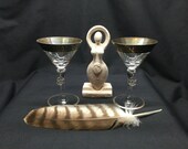 Vintage Silver Plated Wine Glasses, Silver Edged Wine Goblets, Wedding Wine Glasses, Silver Plated Chalic, Witchy Goblet, Vintage Crystal