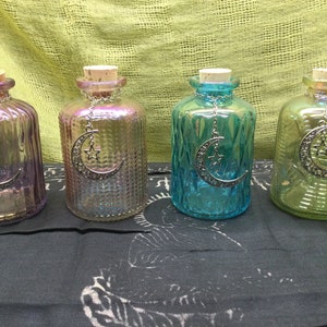 Potion Bottles, Iridescent Glass Bottles, Fairy Bottles, Decorative Bottles, Spell Bottles, Witch Bottles, Apothecary Jars, Cork Bottles