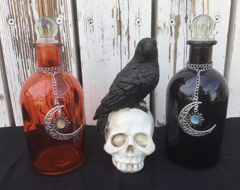 Celestial Potion Bottle, Glass Herb Jar, Wicca Altar Decor