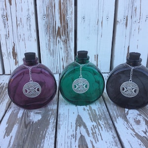 Round Potion Bottle, Apothecary Bottle, Herb Bottle, Full Moon Water Bottle, Altar Tool, Tree Of Life Bottle, Potion Bottle, Witch Jar