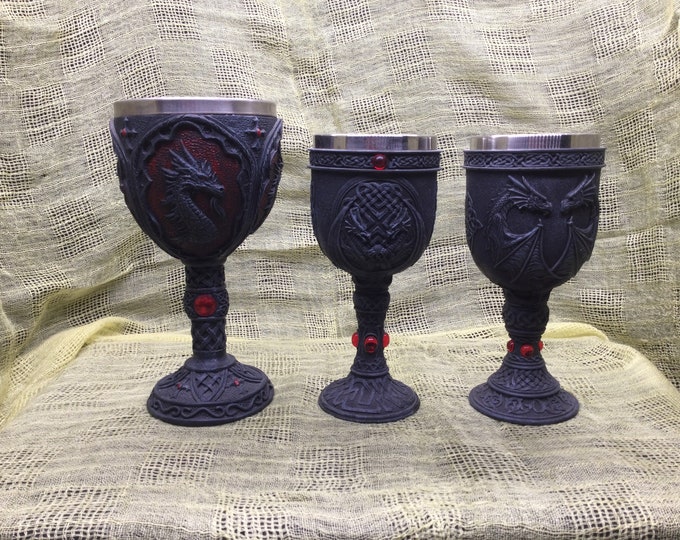 Dragon Chalice, Wine Goblet, Ritual Chalice, Wine Glass, Viking Goblet, Witch Chalice, Dragons