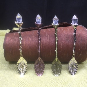 Crystal Spoon Quartz Crystal Ritual Spoon Tea Spoon Witch’s Spell Spoon Wicca Witchcraft Altar Accessory Elven Spoon Metal Spoon Fairy