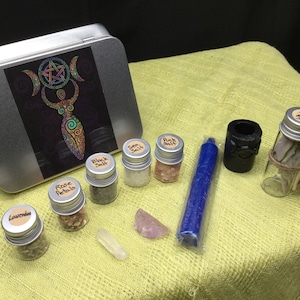 Triple Moon Goddess Goddess Ritual Kit Altar Herbs Spell Box Spell Salts Ritual Salts Black Salt Travel Ceremonial Kit Ritual Box Witchcraft