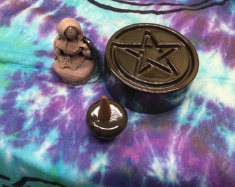 Incense Burner, Ceramic Incense Burner, Pentagram Incense Burner, Ceramic Pentagram, Incense Kit, Altar Incense Kit, Incense Cones, Symbols
