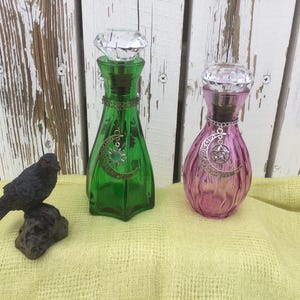 Moon Water Bottle, Full Moon Jar, Potion Bottle, Spell Bottle, Witchcraft Bottle, Green Witch, Sea Witch, Kitchen Witch, Colored Glass Jar