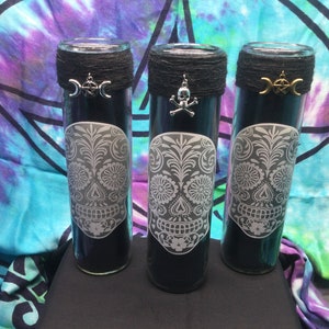 Black Skull Candles, Ritual Candles, Halloween Candles, Day Of the Dead, Altar Candles, Witch Candle, Spell Candle, Wiccan Candle
