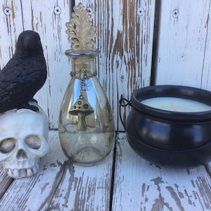 Mushroom Decorative Bottle, Potion Bottle, Tree Of Life Bottle, Altar Bottle, Apothecary Jar, Moon Water Bottle, Spell Bottle Iridescent Jar