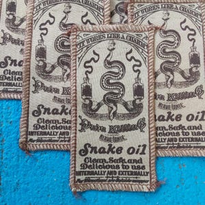 Patch sérigraphié huile de serpent - Publicité vintage (2,5 x 5 pouces)