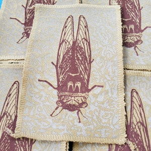 bug patch sew on patch cicada patch handmade screen print patch made from recycled tshirts fly patch cicada patches sew on by blobdogCo