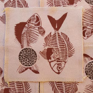 Fish Skeleton Screen Print Patch: Recycled T-Shirt DIY Project