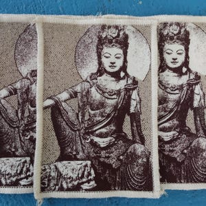 Guanyin Buddhist screen print patch sew on clothing and accessories