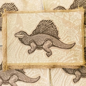 Handmade Dinosaur Patch: Screenprint Fabric Applique