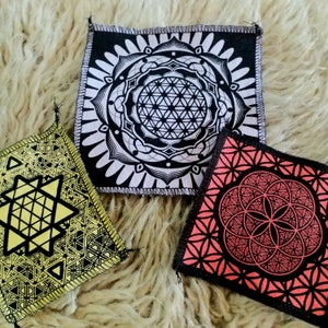 Sacred Geometry Patches: Upcycled T-Shirt Fabric Applique, Set of 3
