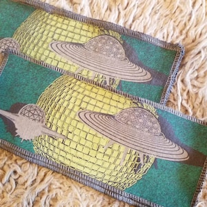 UFO Spaceship Patch: Screen Print on Recycled T-Shirt