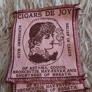 Victorian Ad Lady Screen Print Patch: Cigars de Joy Sew-On Applique