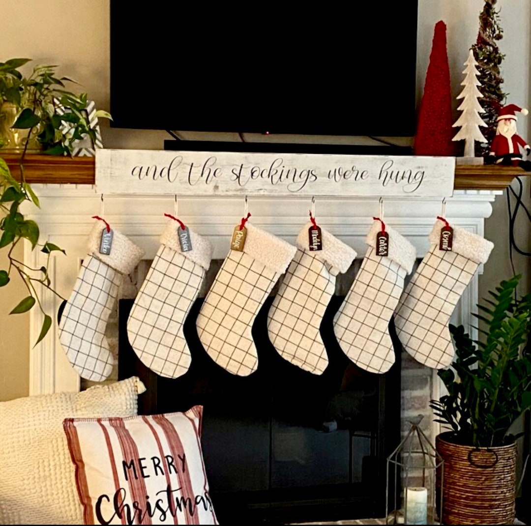 Custom Christmas Stocking Holder Sign, and the Stockings Were Hung