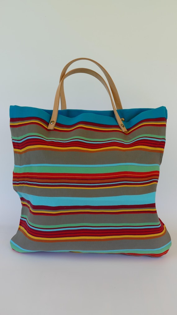 Tote Bag Colorata a Righe, Shopper Borsa Mare, Borsa Artigianale