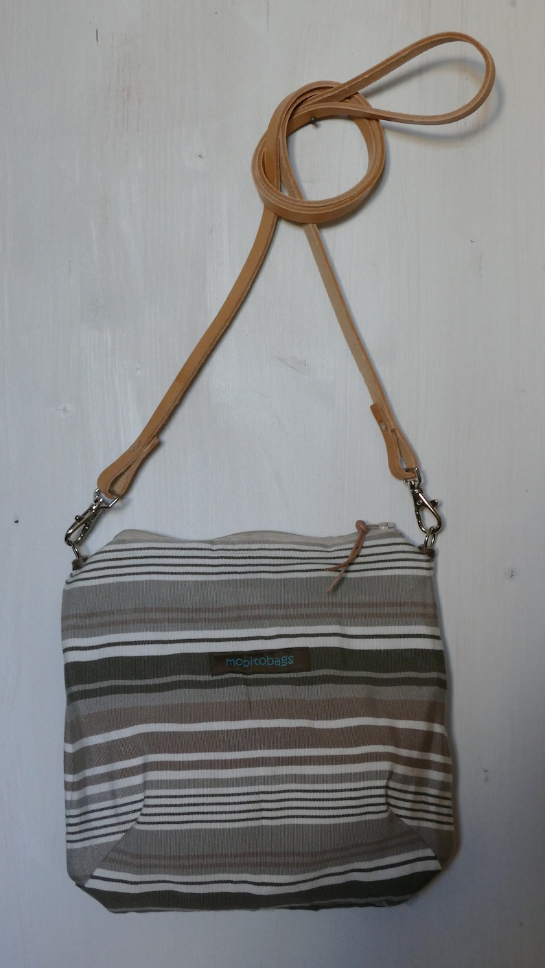 Striped Crossbody Bag With Zipper and Changeable Straps, 3 Bags in One