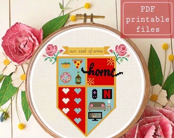 Funny family coat of arms cross stitch pattern! Instant download PDF