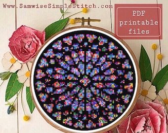 Rose Window cross stitch pattern! Instant download PDF