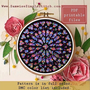Rose Window cross stitch pattern! Instant download PDF