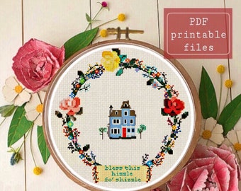 Bless this hizzle fo shizzle funny rap modern cross stitch PATTERN! Instant download PDF  Samwise Simple Stitch