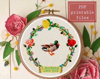 I ducking love you autocorrect funny cross stitch PATTERN! Instant download PDF  Samwise Simple Stitch