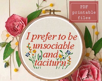 Darcy quote funny cross stitch PATTERN PDF instant download  Samwise Simple Stitch