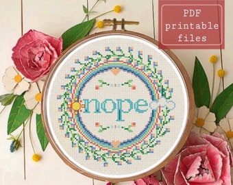 Nope subversive rainbow cloud sun funny cross stitch PATTERN! Instant download PDF  Samwise Simple Stitch