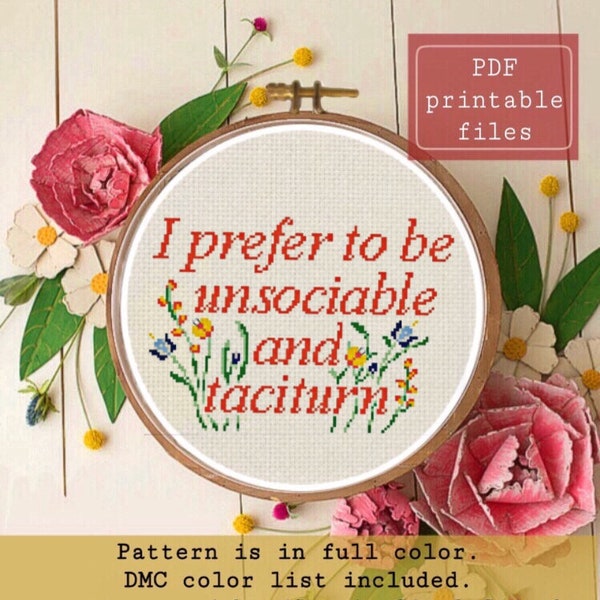 Darcy quote funny cross stitch PATTERN PDF instant download  Samwise Simple Stitch