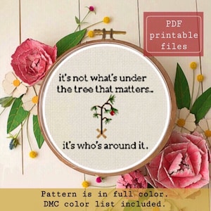 Charlie  Christmas tree and quote cross stitch Xmas PATTERN instant download  Samwise Simple Stitch
