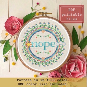 Nope subversive rainbow cloud sun funny cross stitch PATTERN! Instant download PDF  Samwise Simple Stitch