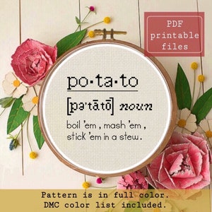 Potato Samwise quote, Cross Stitch PATTERN instant download  Samwise Simple Stitch