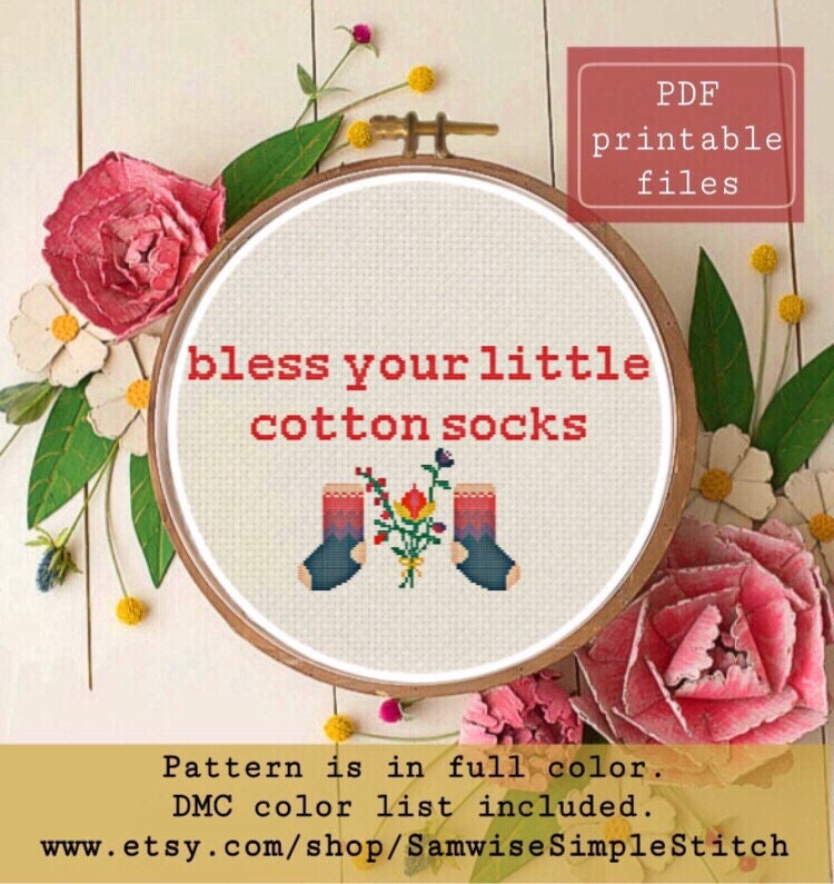 Bless Your Little Cotton Socks Southern Saying Funny Cross Etsy