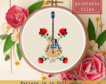 Guitar modern cross stitch PATTERN! Instant download PDF  Samwise Simple Stitch