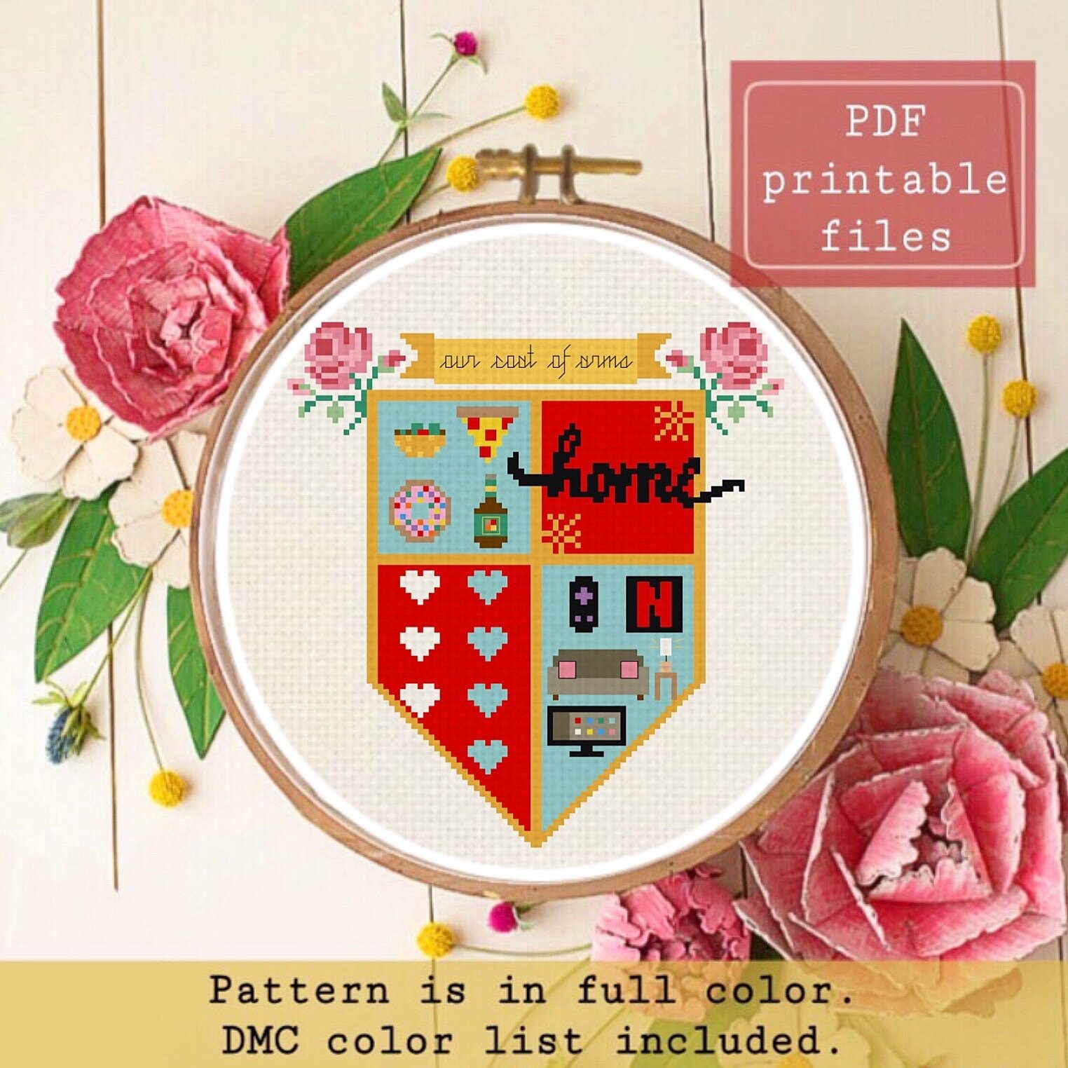 Funny Family Coat of Arms Cross Stitch Pattern Instant Etsy