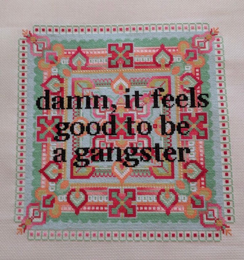 Damn, It Feels Good to be a Gangster FUNNY instant download cross stitch PATTERN Samwise Simple Stitch image 3