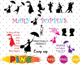 Mary Poppins svg,dxf,png/Mary Poppins clipart for Design,Print,Silhouette, Cricut