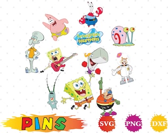 SpongeBob svg,dxf,png/SpongeBob clipart for Silhouette, Cricut,Design,Print and any more