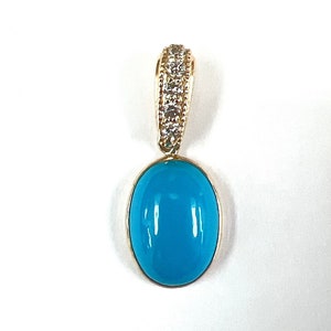 Large Turquoise, Sleeping Beauty, Natural Arizona Turquoise and Diamond.  Set in 14k Yellow Gold.