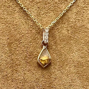 Small Free Form Shaped Gold Quartz  Pendant Set in 14k Rose Gold.