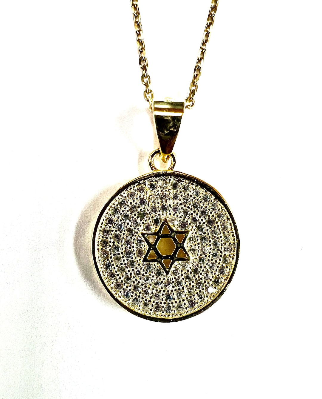 Star of David magen David Sterling Silver Pendant Enhanced With CZ