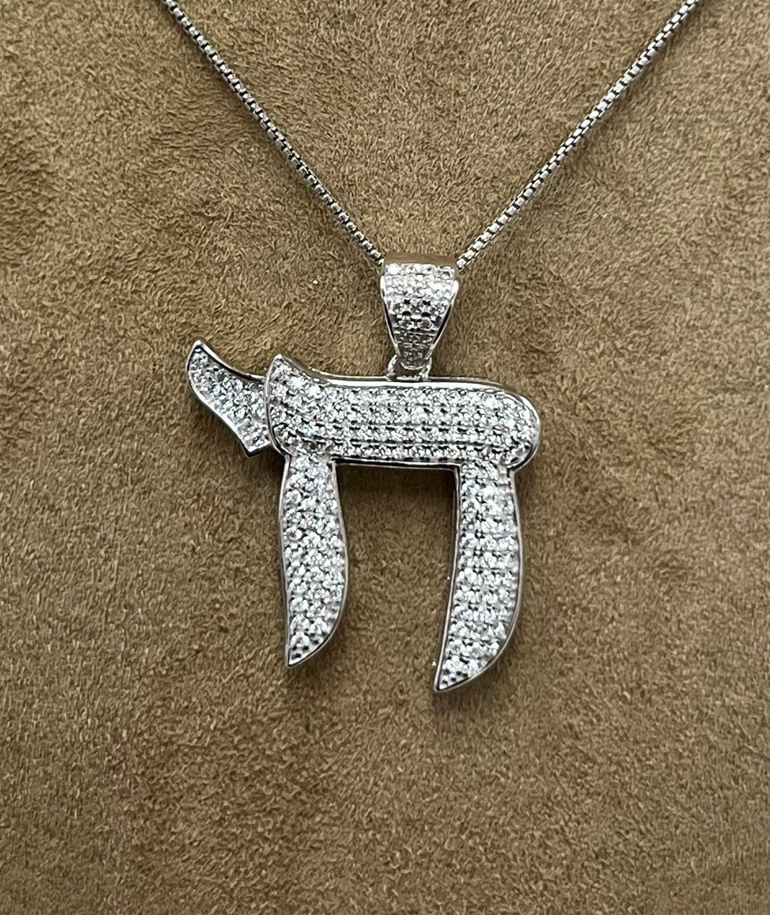 Large Chai. Made in Sterling Silver and Czs Necklace. With an 18 Inch ...